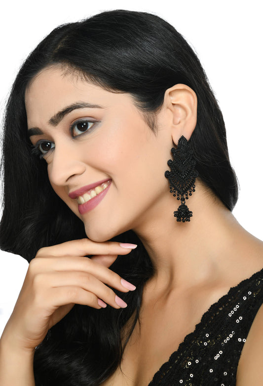 Mominos Fashion Johar Kamal Latest Design Black Color Earrings - Swadesiicart