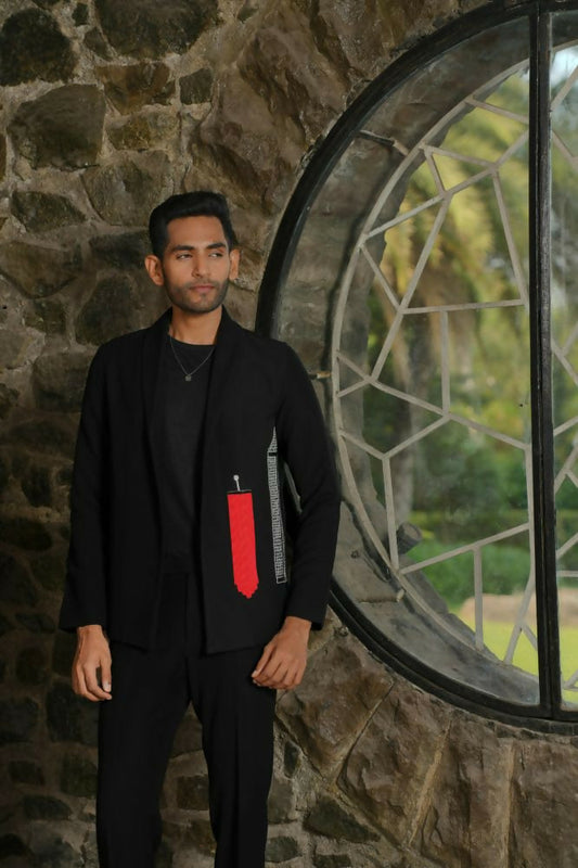 Statement Embroidered Black Co-Ord Set by Hilo Design - Swadesiicart