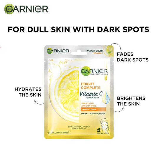 Garnier Bright Complete Vitamin C Serum Sheet Mask - Swadesiicart