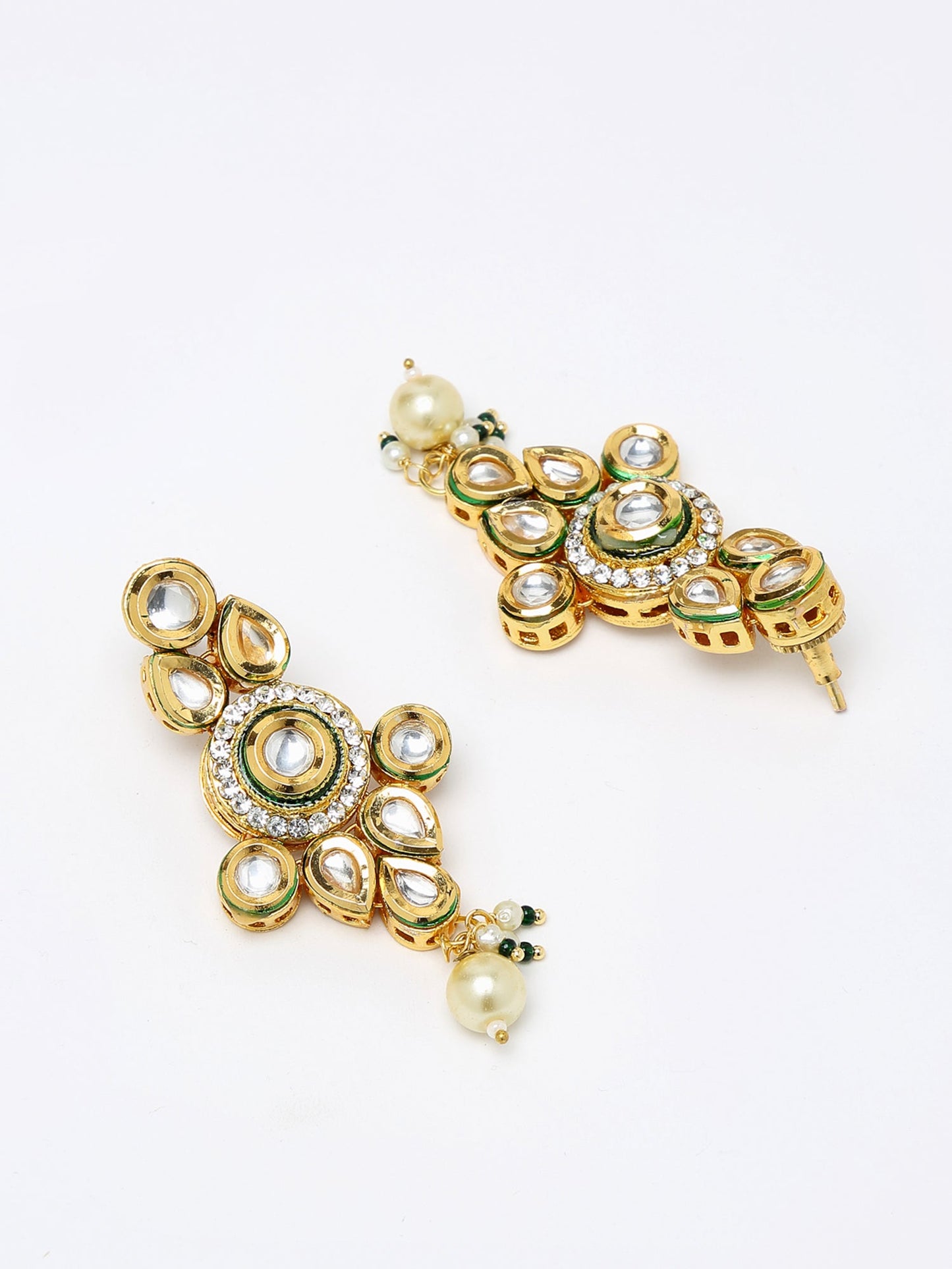 Gold-Polished Maroon Kundan Studded Beaded Jewellery Set - Ruby Raang - Swadesiicart