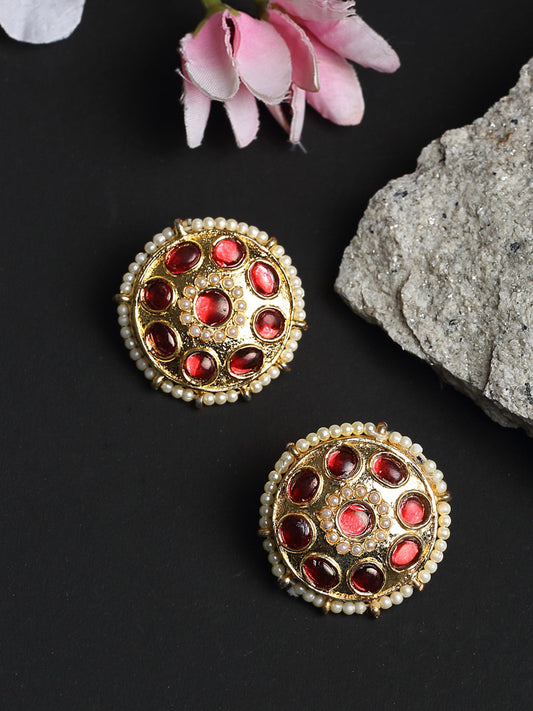 Kundan & Pearl Studs - Ruby Raang - Ruby Raang Studio