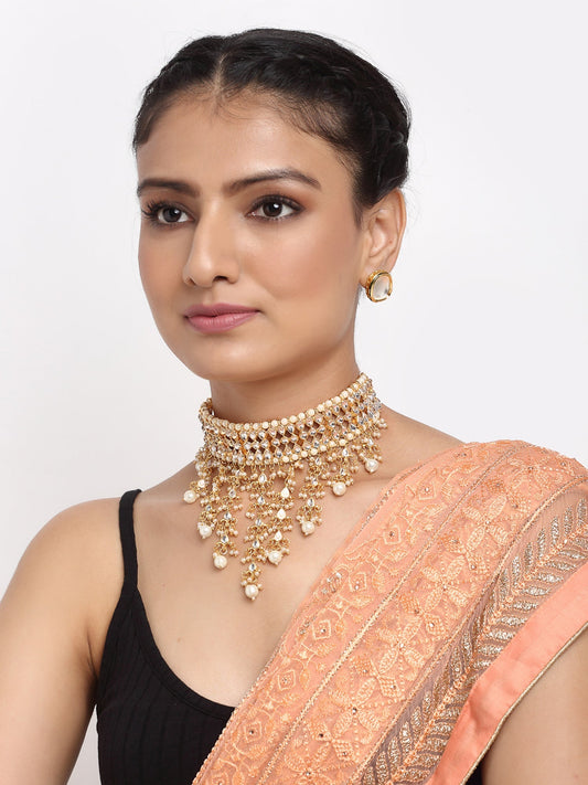 Kundan Choker With Studs - Ruby Raang | Swadesiicart