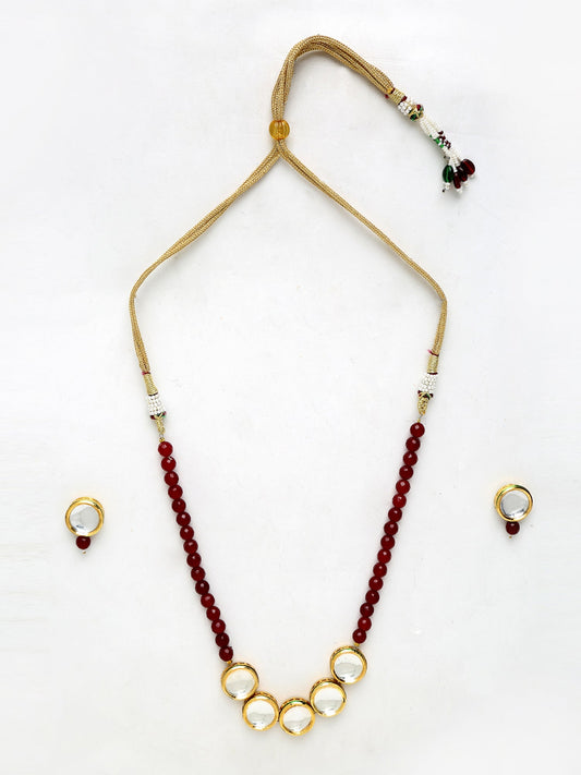 Kundan Neckpiece With Studs - Ruby Raang - Swadesiicart