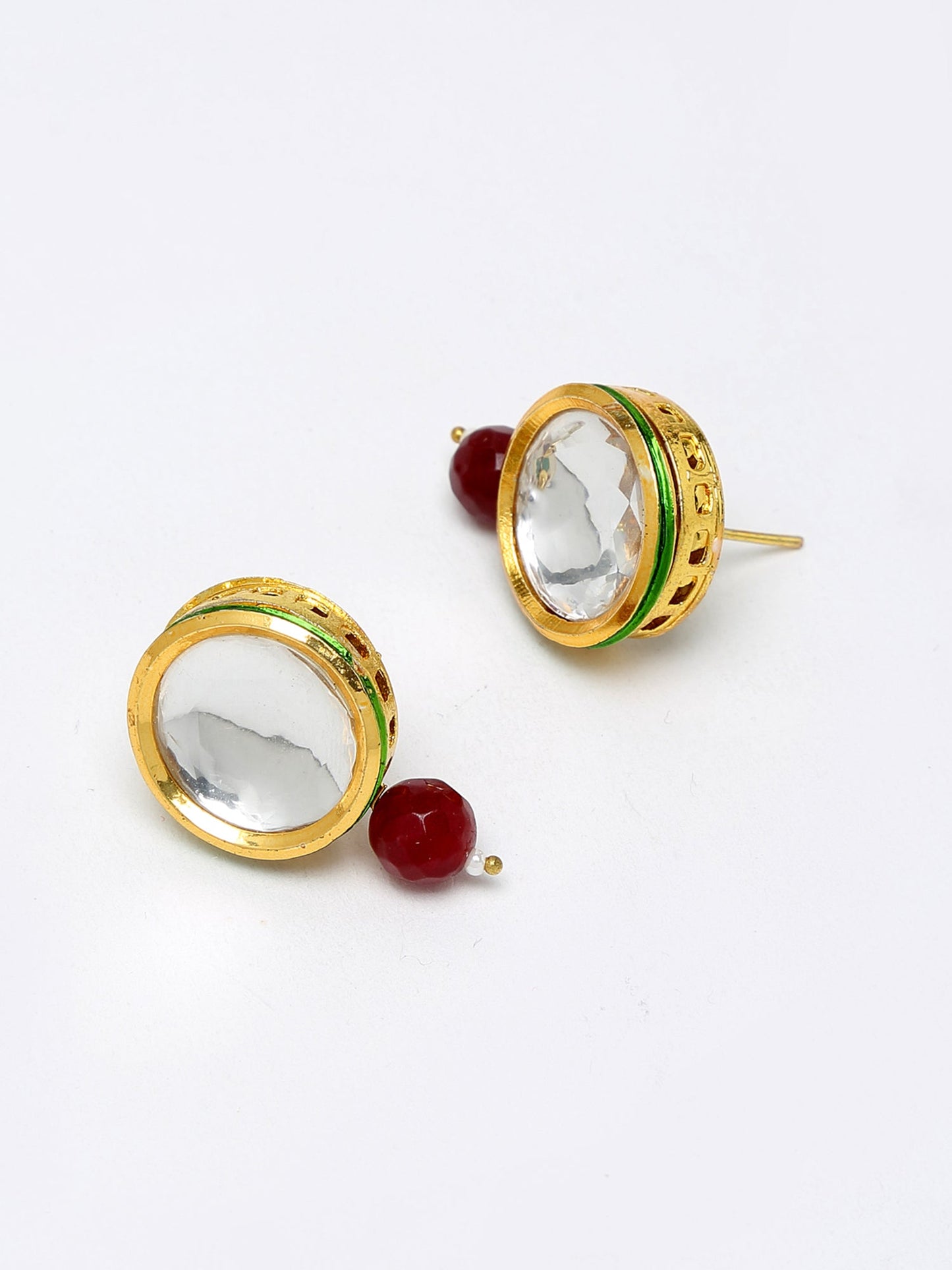 Kundan Neckpiece With Studs - Ruby Raang - Swadesiicart