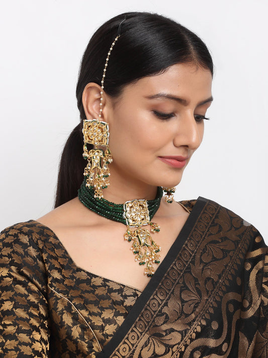 Kundan Choker With Earrings - Ruby Raang | Swadesiicart