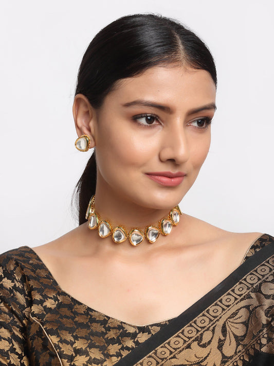 Kundan Choker With Kundan Studs - Ruby Raang | Swadesiicart
