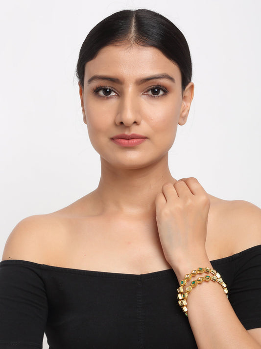 Kundan Bangles Set Of 2 - Ruby Raang - Distacart