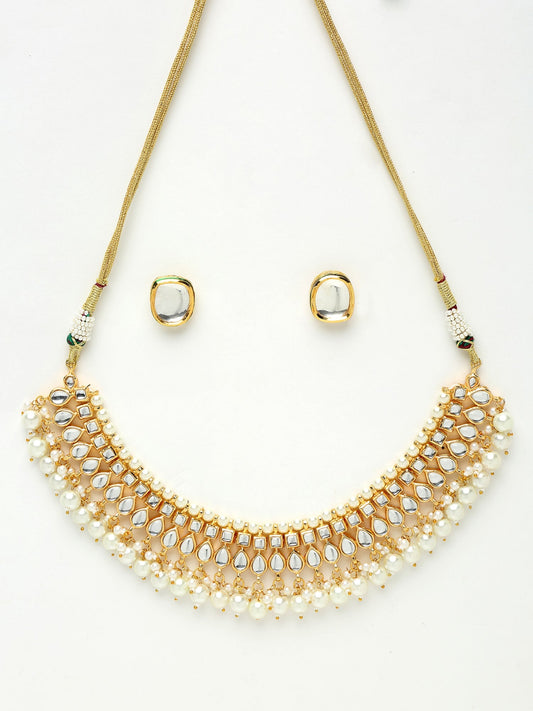Kundan Choker With Pearls & Studs - Ruby Raang | Swadesiicart