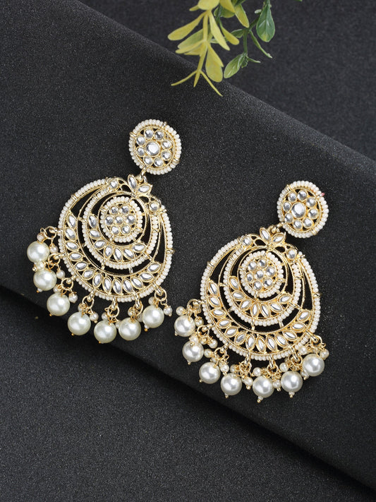 Kundan Pearl Earrings - Ruby Raang | Swadesiicart