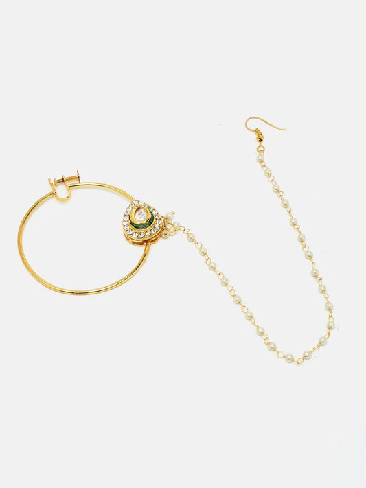 Maharani Kundan Nose Ring - Ruby Raang | Swadesiicart
