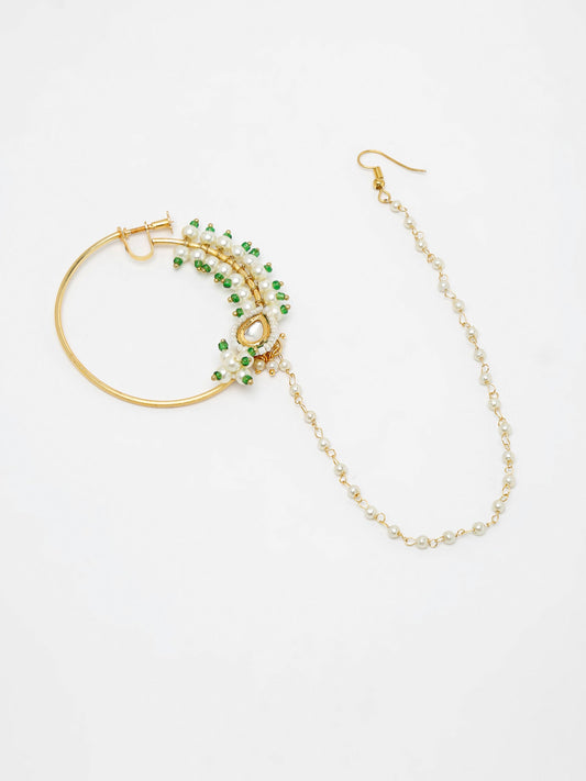 Maharani Kundan Nose Ring - Ruby Raang | Swadesiicart