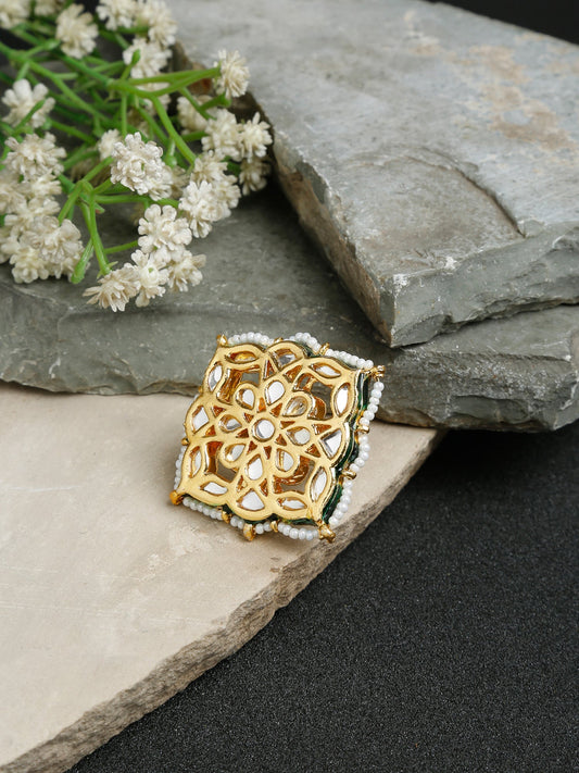 Kundan Cocktail Ring - Ruby Raang | Swadesiicart