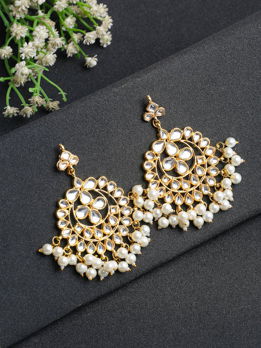 Kundan & Pearl Earrings - Ruby Raang | Swadesiicart