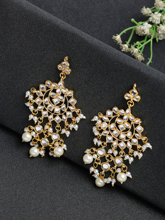 Kundan & Pearl Earrings - Ruby Raang | Swadesiicart