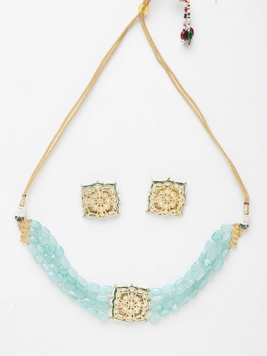 Stone Kundan Choker With Studs - Ruby Raang | Swadesiicart