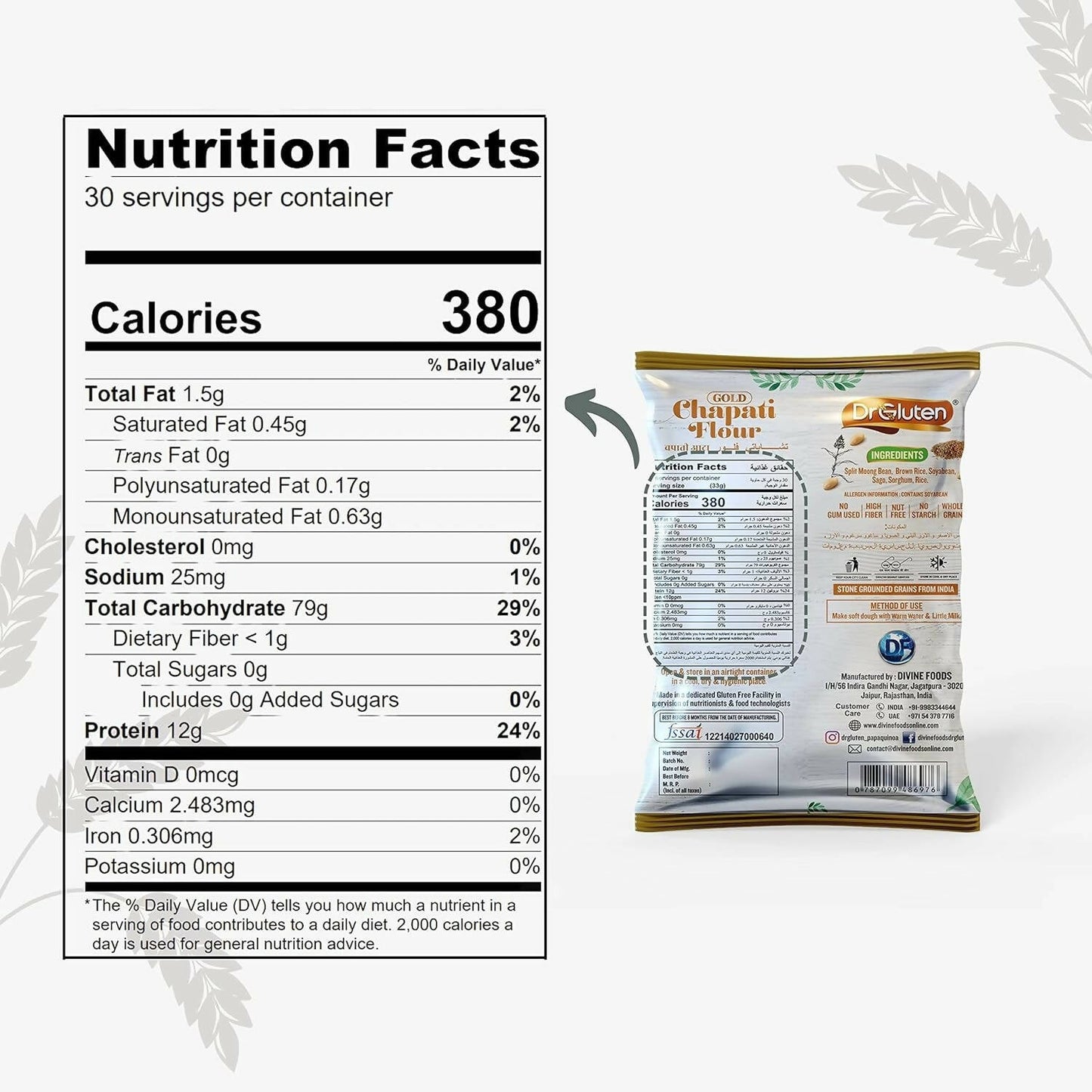 Dr. Gluten Multigrain Gold Chapati Flour Atta - Swadesiicart