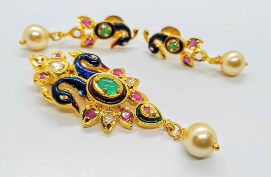 Multicolor AD Peacock Pendant Set | Swadesiicart