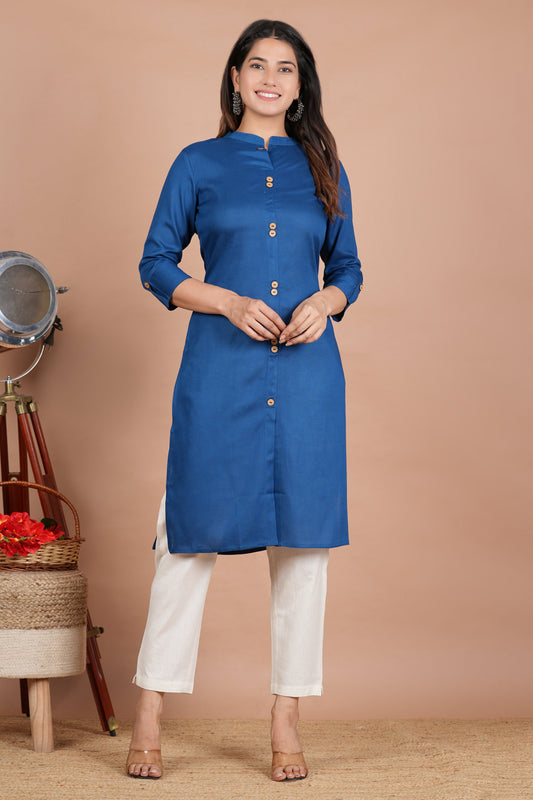 House of RP Women's Grey Rayon Solid Frontslit Kurta | Swadesiicart