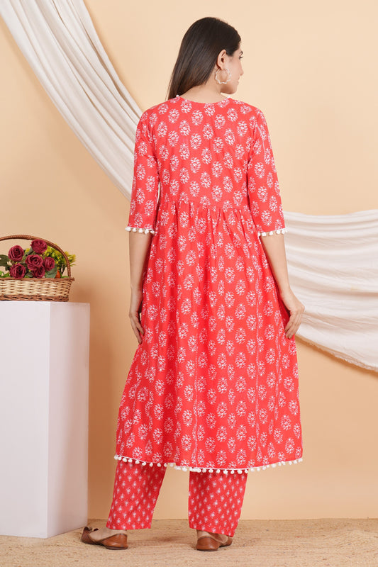 House of RP Women Red Rayon Embroidered Kurta, Pant & Dupatta Set | Swadesiicart