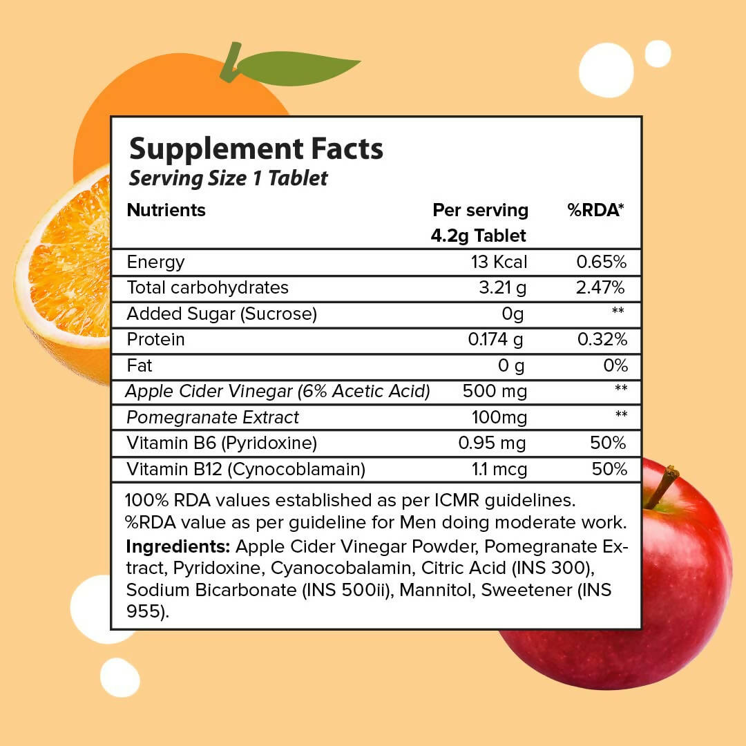 PLIX The Plant Fix Apple Cider Vinegar Effervescent Tablet with Mother - Orange - Swadesiicart