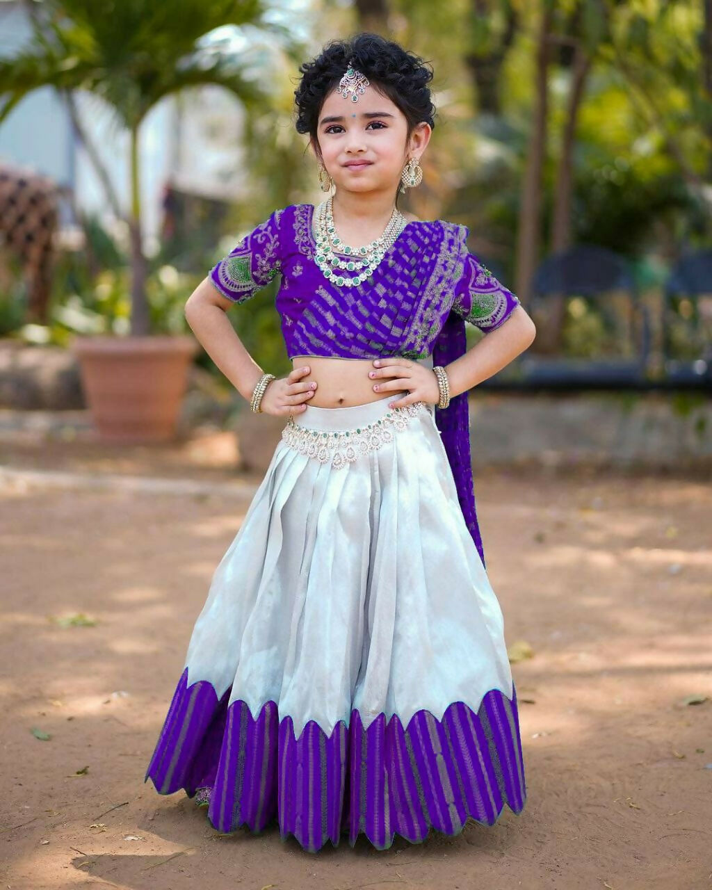 Jyoti Fashion Classy Blue Heavy Chenille Sequins Embroidered Kids Lehenga Choli Set | Swadesiicart