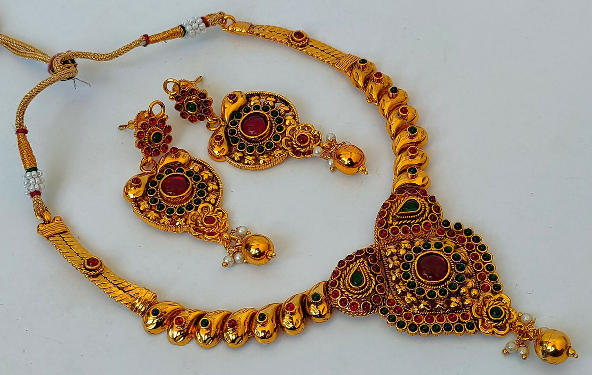 Multicolor Kemp Antique Necklace Set For Women