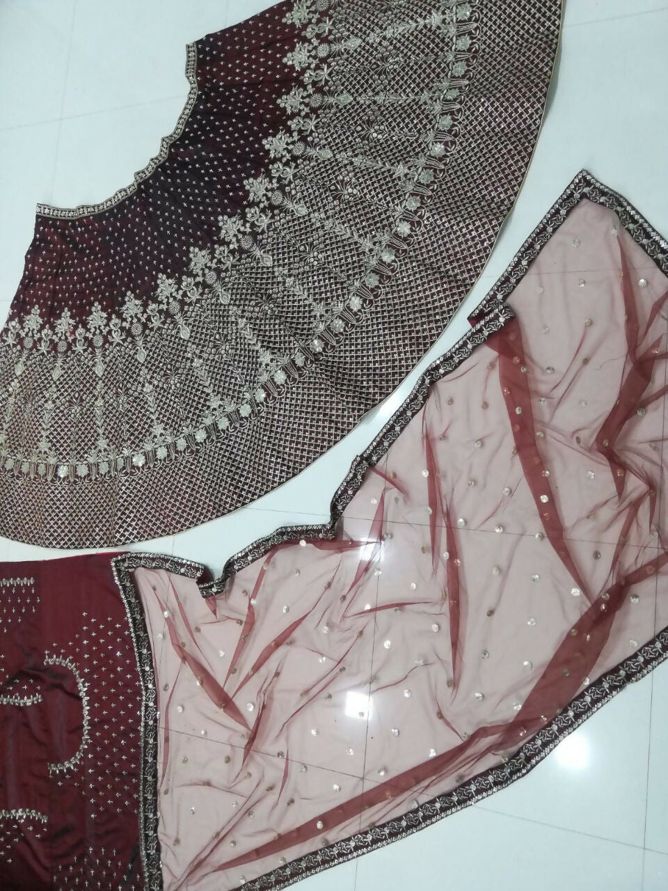 Jyoti Fashion Gorgeous Maroon Taffeta Satin Silk Sequins with Zari Thread & Coding Dori Embroidery Lehenga Choli with Dupatta | Swadesiicart