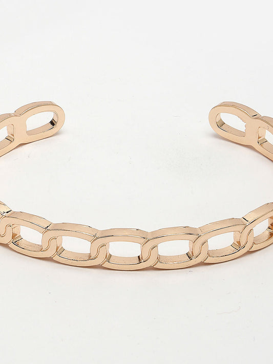 NVR Men's Rose Gold Metal Cuff Bracelet