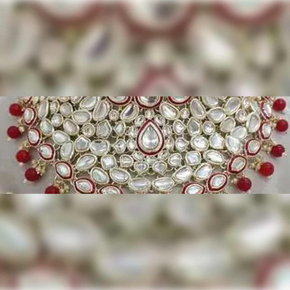 Jewel City Royal Kundan Choker Set with magenta Beads - Traditional Indian Wedding Jewelry Set with Earrings and Tikka | Swadesiicart
