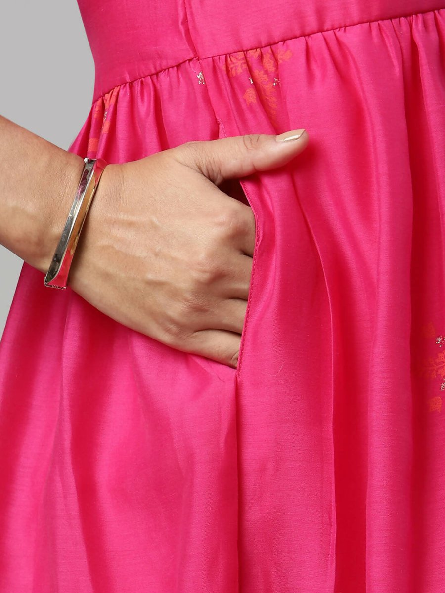 Ahalyaa Womens Pink Crepe Printed Dress | Swadesiicart