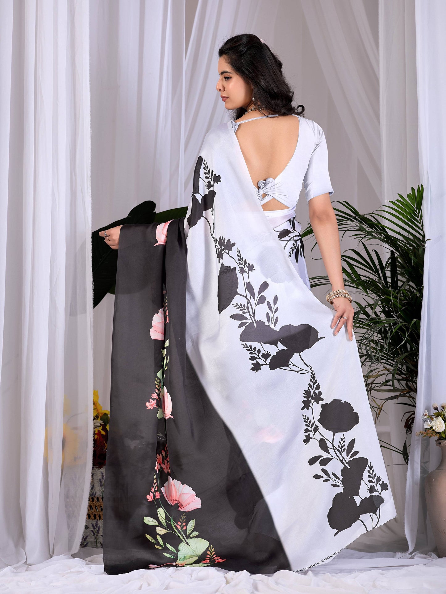 Aastha Fashion Multi Soft Satin Georgette Printed Saree