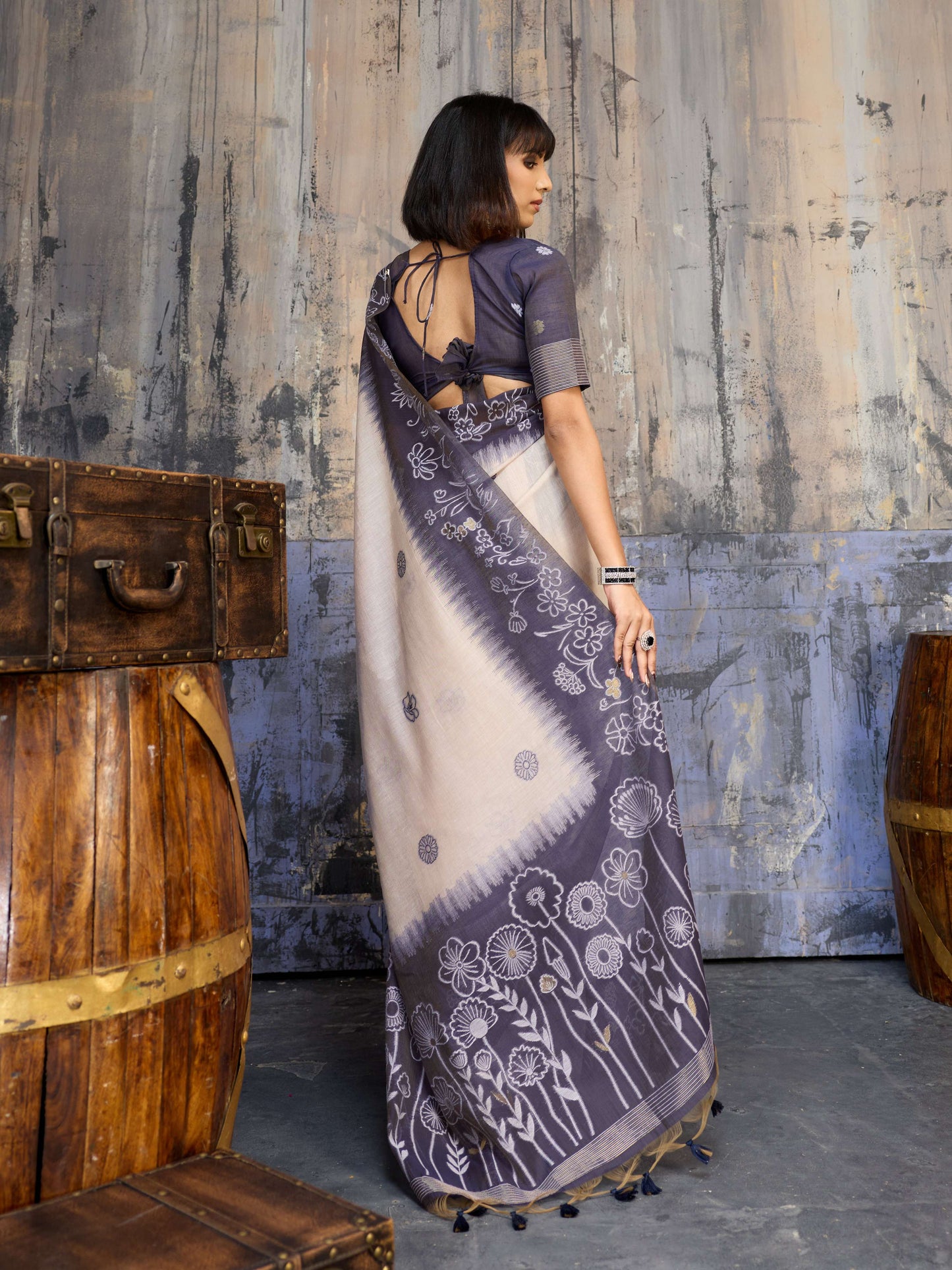 Aastha Fashion Lavender Munga Cotton Printed Saree
