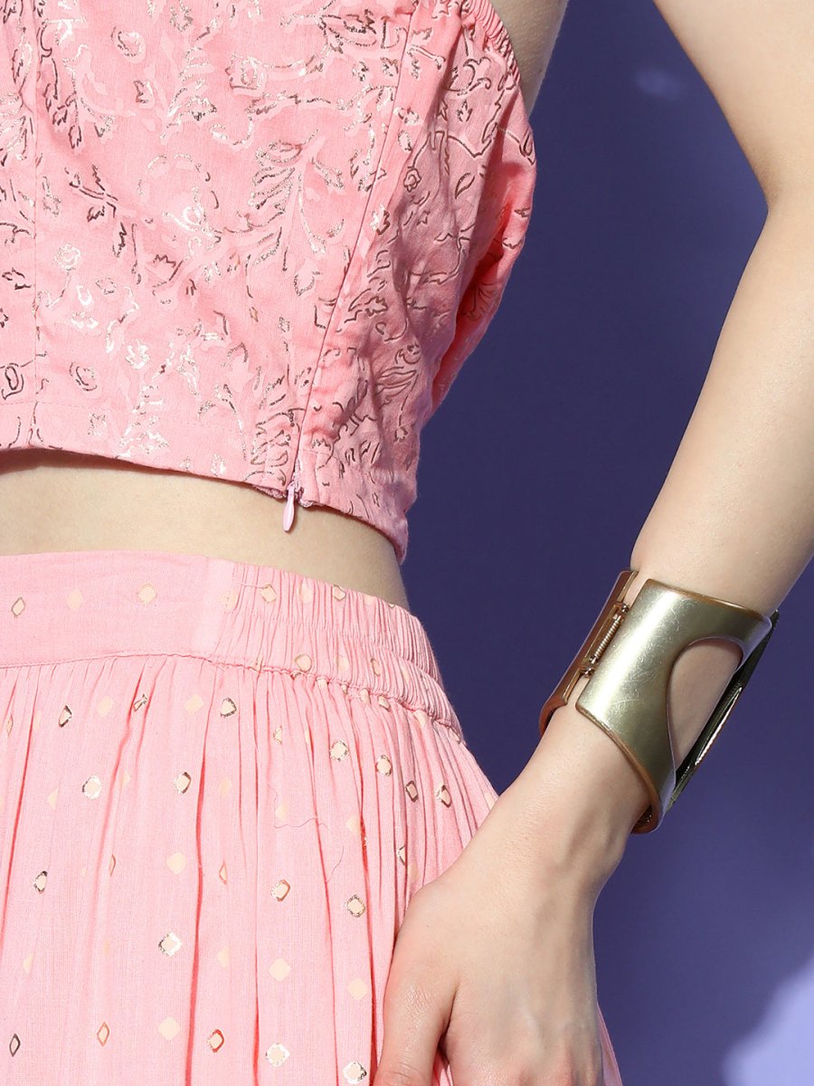 Ahalyaa Embellished Top with Skirt | Swadesiicart