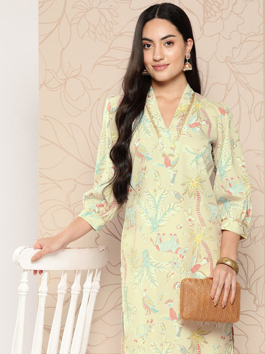Ahalyaa Women Floral Printed Gotta Patti Crepe Kurta | Swadesiicart