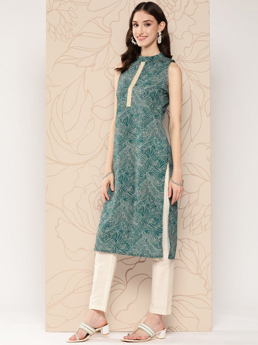 Ahalyaa Women Floral Printed Gotta Patti Crepe Kurta | Swadesiicart