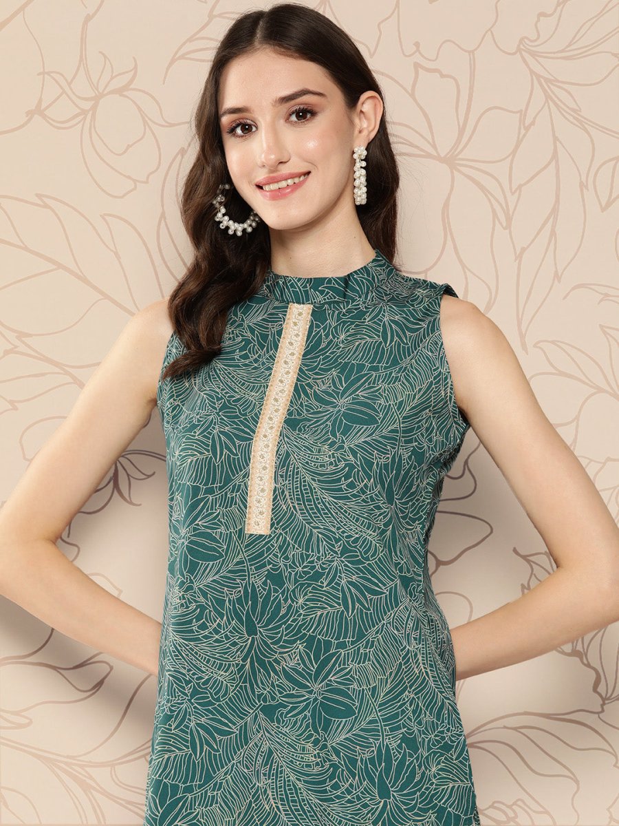 Ahalyaa Women Floral Printed Gotta Patti Crepe Kurta | Swadesiicart