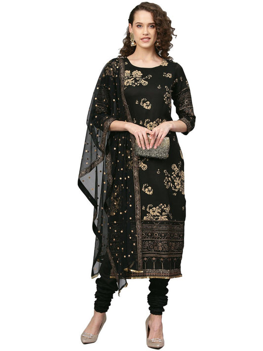 Ahalyaa Black Printed Kurta Set For Women's | Swadesiicart