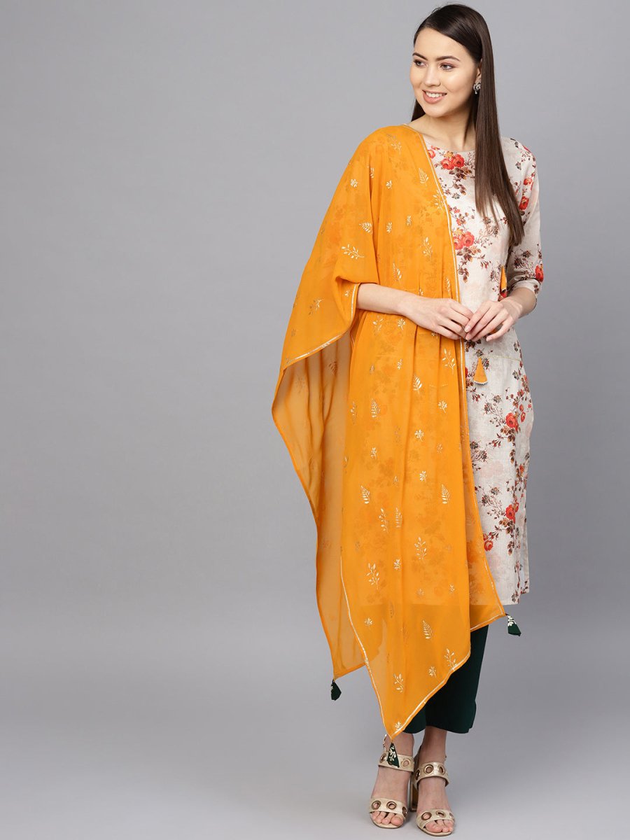 Ahalyaa Off White Printed Kurta Set | Swadesiicart