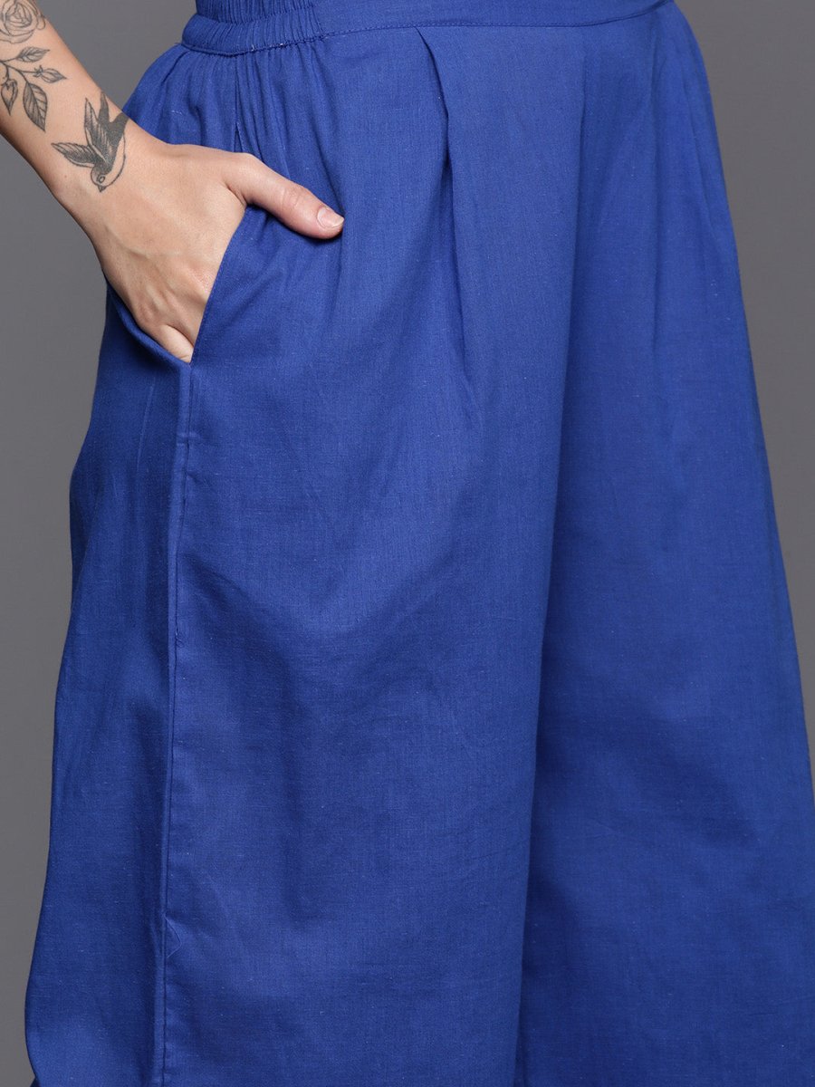Ahalyaa Regular Pure Cotton Kurta With Palazzos & Dupatta | Swadesiicart