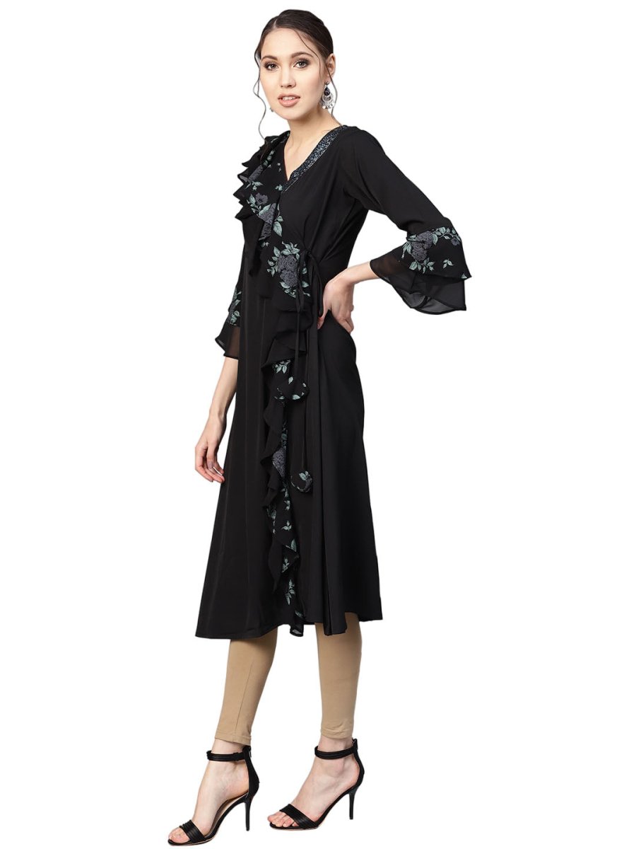 Ahalyaa Women's A-Line Georgette Kurta | Swadesiicart