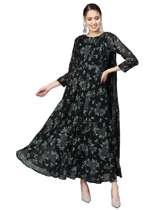 Ahalyaa Women's Flared Georgette Kurta | Swadesiicart