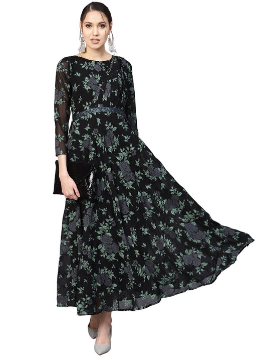 Ahalyaa Women's Flared Georgette Kurta | Swadesiicart