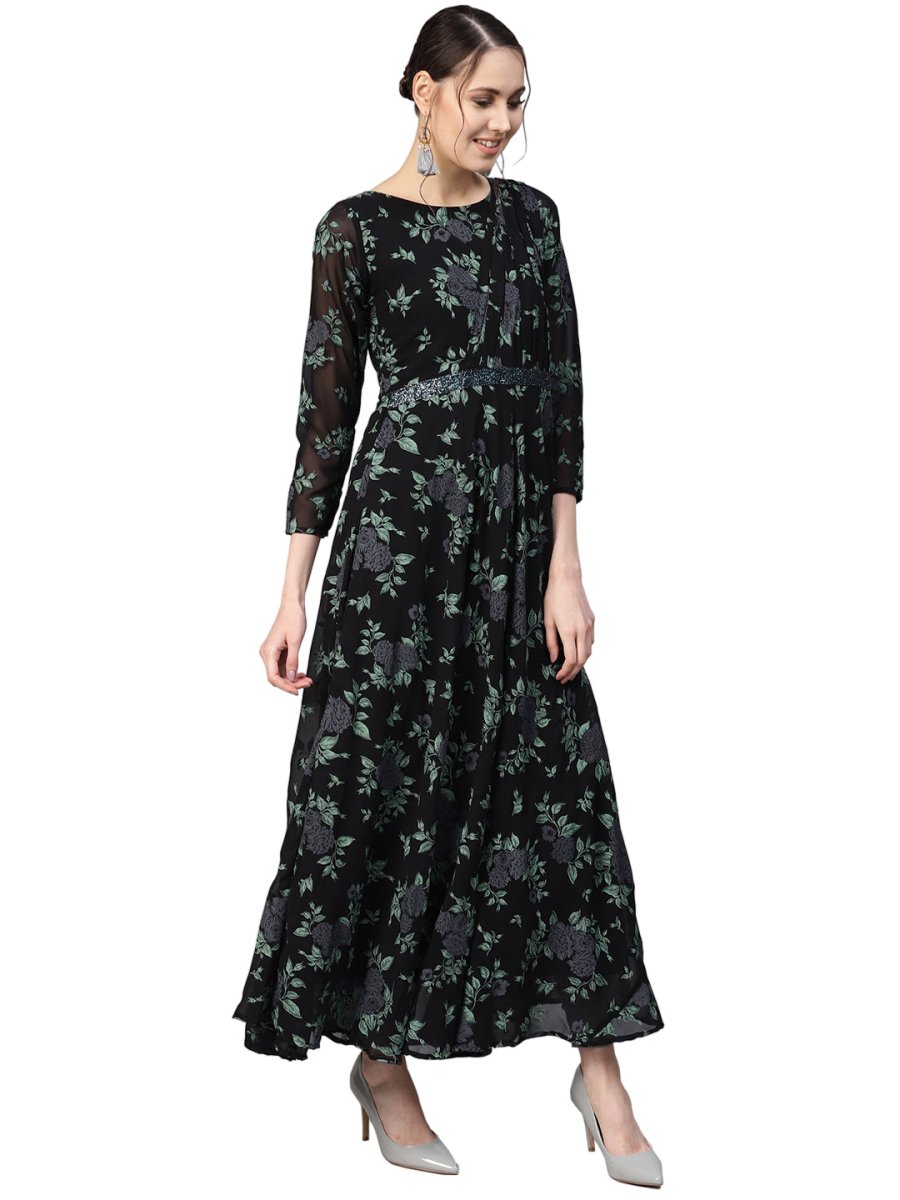 Ahalyaa Women's Flared Georgette Kurta | Swadesiicart