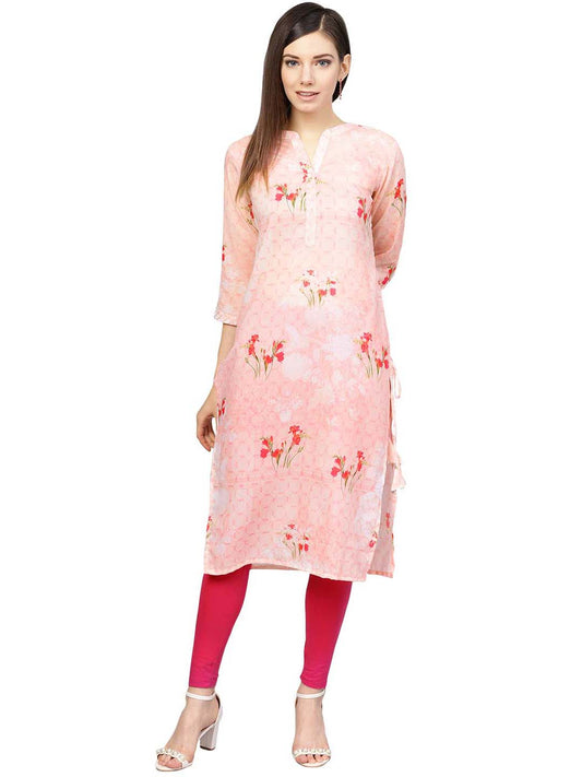 Ahalyaa Printed Floral Muslin Straight Kurta For Women | Swadesiicart