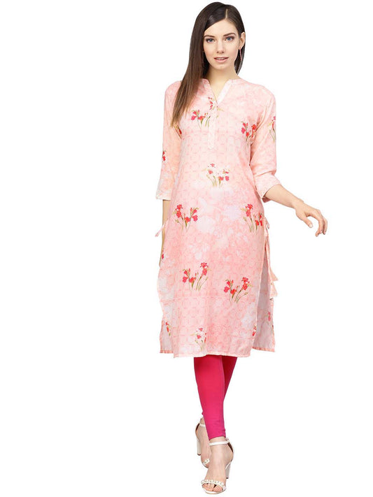 Ahalyaa Printed Floral Muslin Straight Kurta For Women | Swadesiicart
