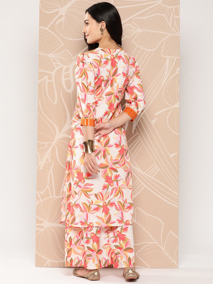 Ahalyaa Floral Printed Regular Gotta Patti Kurta with Palazzos | Swadesiicart