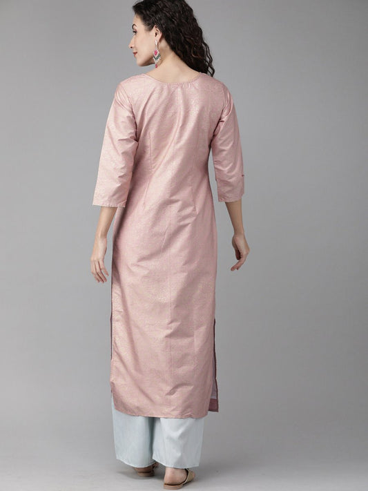 Ahalyaa Women Pink & Blue Printed Beautiful Kurta with Palazzo | Swadesiicart