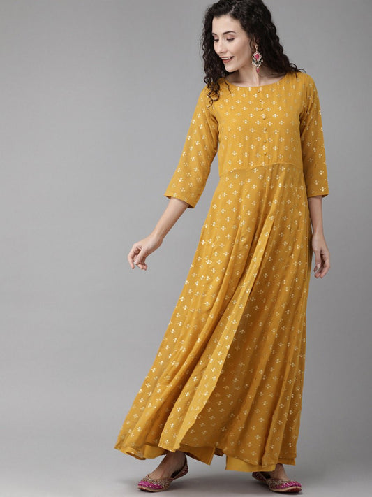 Ahalyaa Mustard Kurta with Beautiful Palazzo Set | Swadesiicart