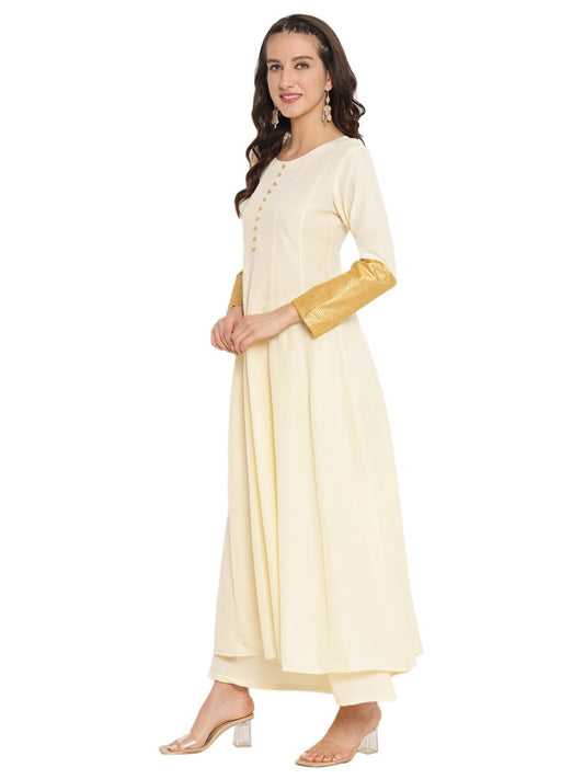 Ahalyaa Solid Anarkali Kurta With Dupatta Set | Swadesiicart