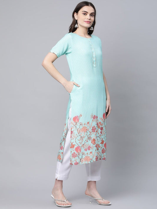 Ahalyaa Women Floral Printed Gotta Patti Kurta | Swadesiicart